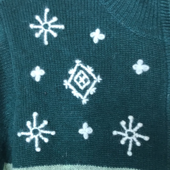 Karen Scott Green Winter Sweater with Snowmen and Snowflakes Petite Medium - Picture 6 of 11